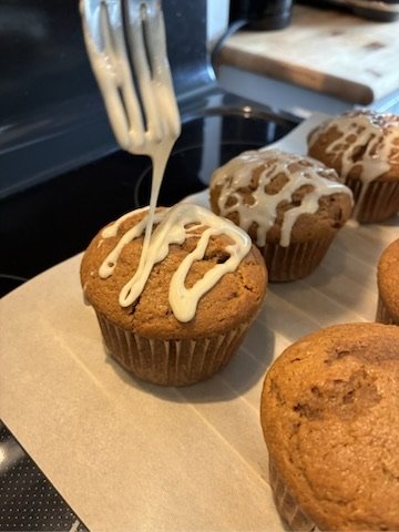 pumpkin muffins with maple glaze fir and maple